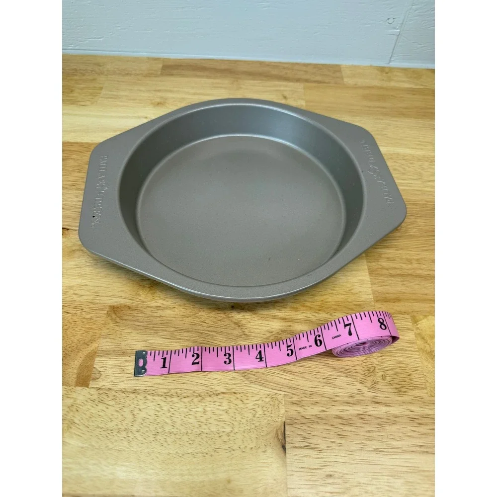 Paula Deen 8 Inch Round Cake Pan Set of 2 Nonstick Steel Baking Pans Gray